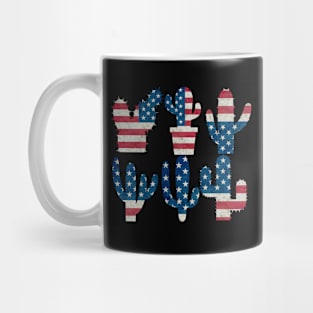4th of July - Independence Day Cactus Lover USA Flag Grunge Mug